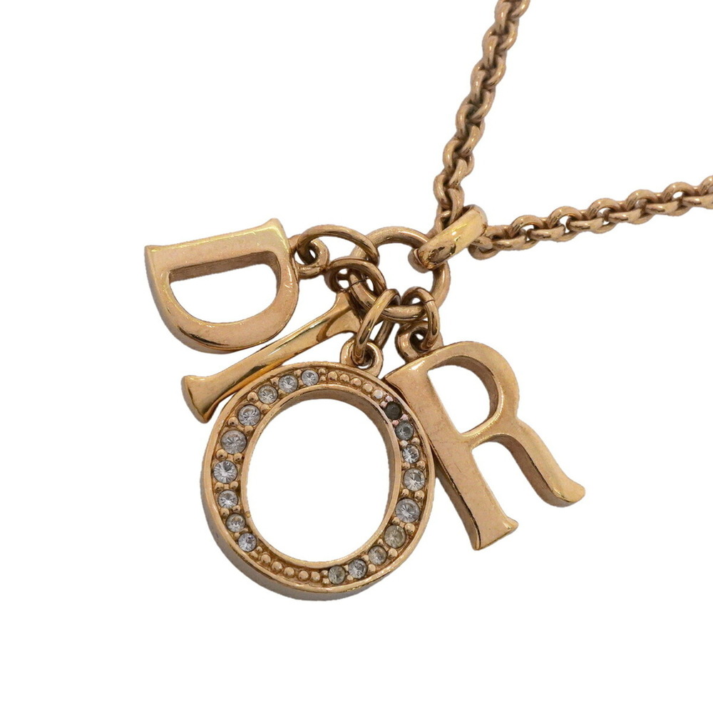 Christian Dior Necklace, GP Plated, Rhinestone, Gold, Women's